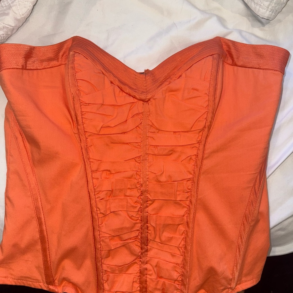 Bebe Bright Orange Strapless Top
